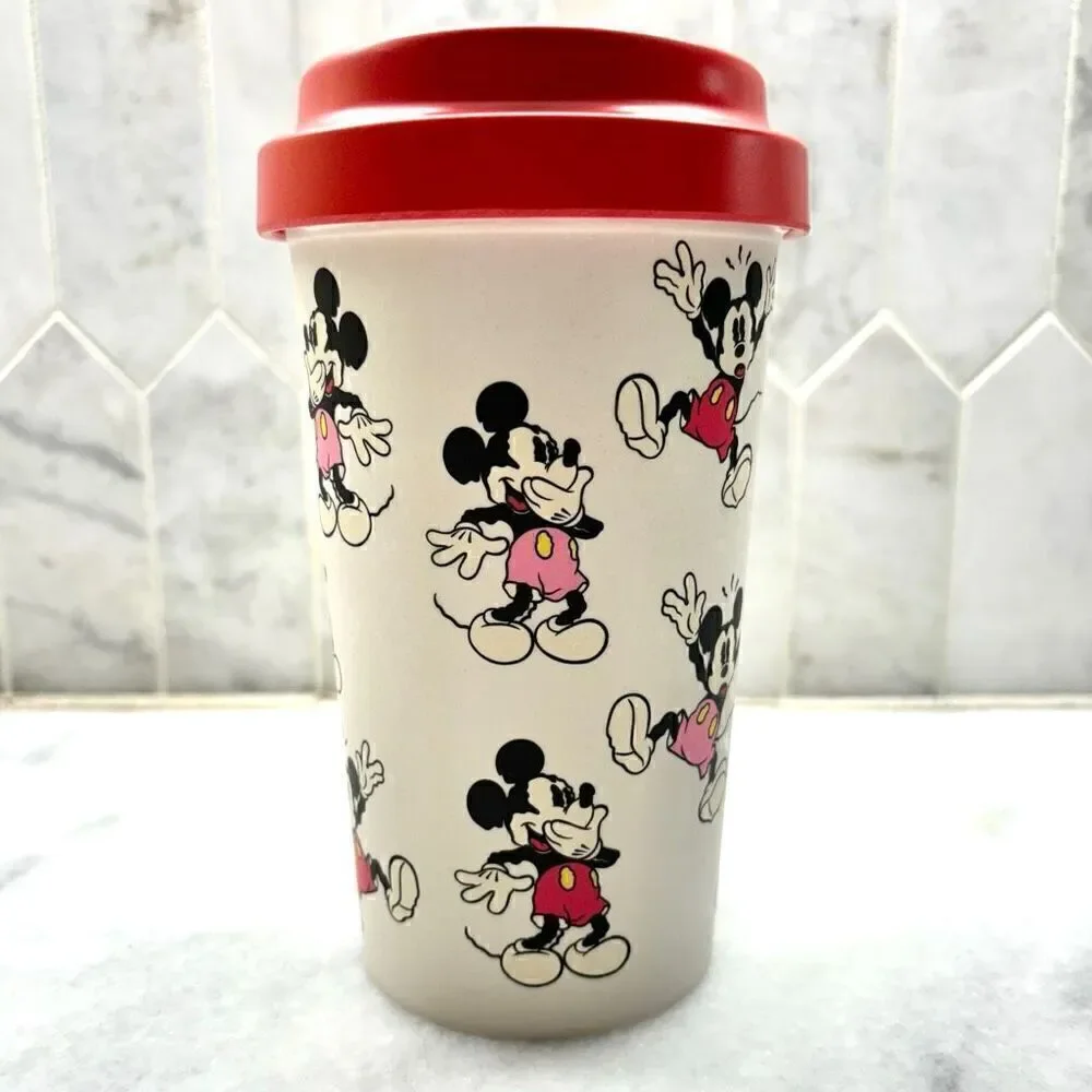 Disney x Skinny Dip Mickey Mouse Bamboo Reusable Travel Tumbler Mug Beige 16oz